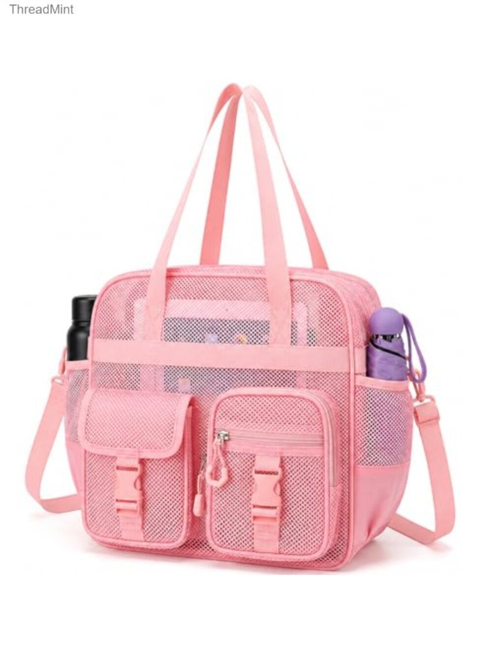 15L Mesh Tote Bag for Women with Adjustable Crossbody Strap, Lightweight Travel